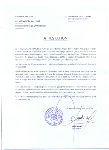 Attestation Sous-Préfet AVD juin 2015