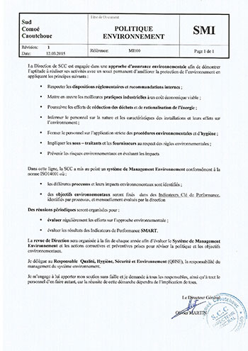Politique environnemental SCC
