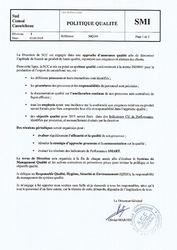 Politique qualité SCC