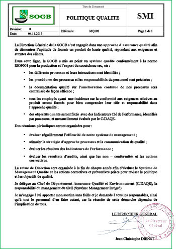 Politique qualité SOGB